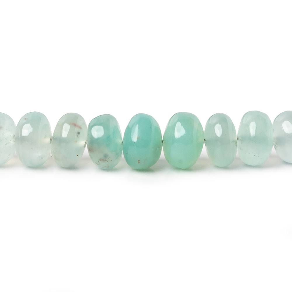 5-8mm Aqua Green Chalcedony plain rondelles 18 inches 105 beads AA - Beadsofcambay.com