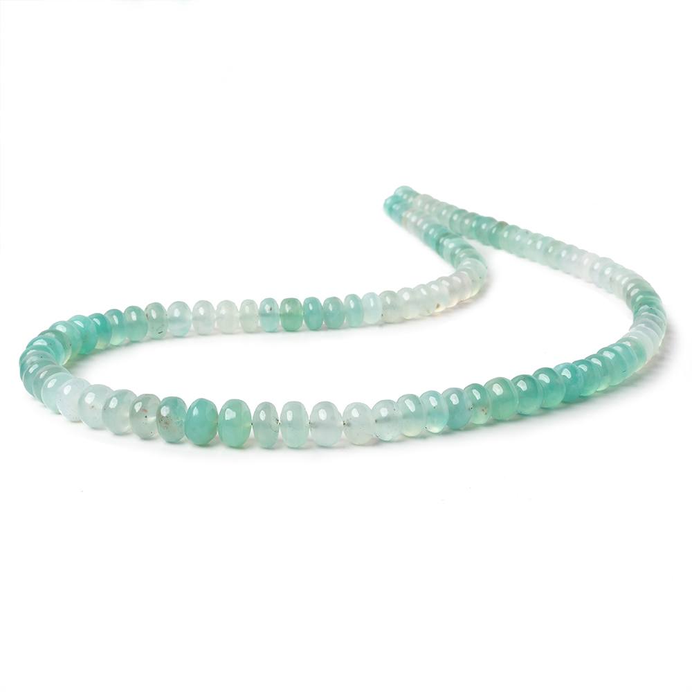 5-8mm Aqua Green Chalcedony plain rondelles 18 inches 105 beads AA - Beadsofcambay.com