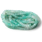 5-8mm Aqua Green Chalcedony plain rondelles 18 inches 105 beads AA - Beadsofcambay.com