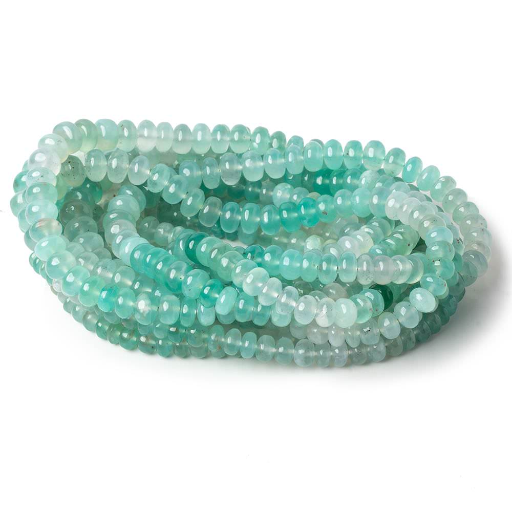 5-8mm Aqua Green Chalcedony plain rondelles 18 inches 105 beads AA - Beadsofcambay.com