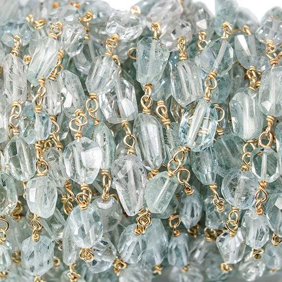 5-8mm Aquamarine Vermeil Chain by the foot - Beadsofcambay.com