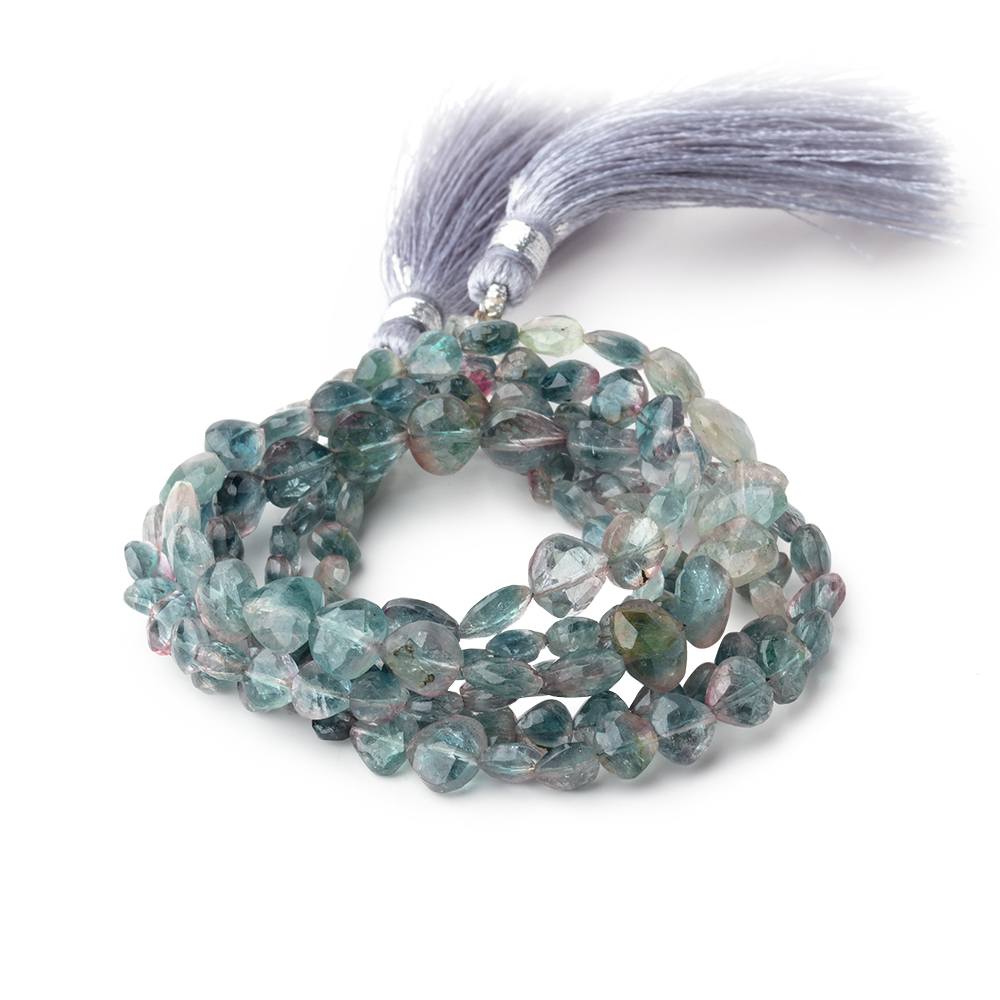 5-8mm Bi-Color Indicolite Tourmaline Faceted Heart Beads 16 inch 72 pieces - Beadsofcambay.com
