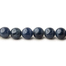 5-8mm Blue Sapphire Plain Round Beads 16 inch 62 pieces 1mm hole - Beadsofcambay.com