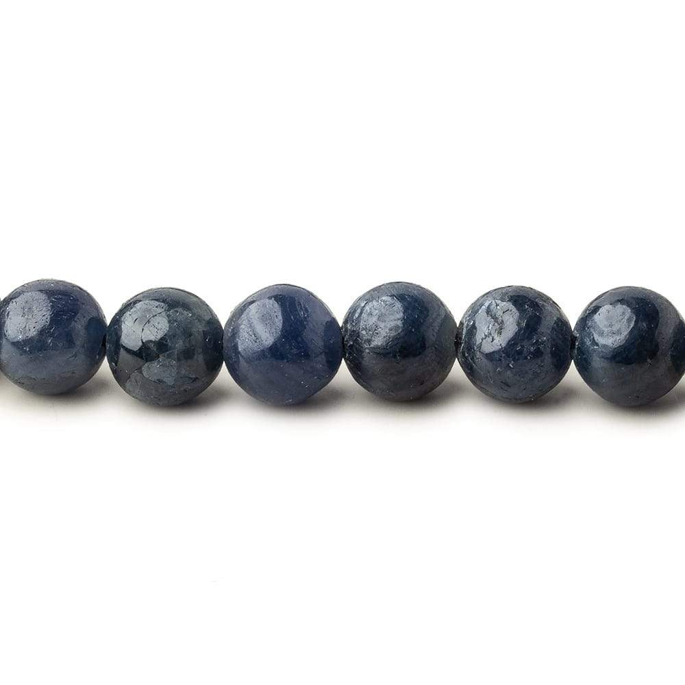 5-8mm Blue Sapphire Plain Round Beads 16 inch 62 pieces 1mm hole - Beadsofcambay.com