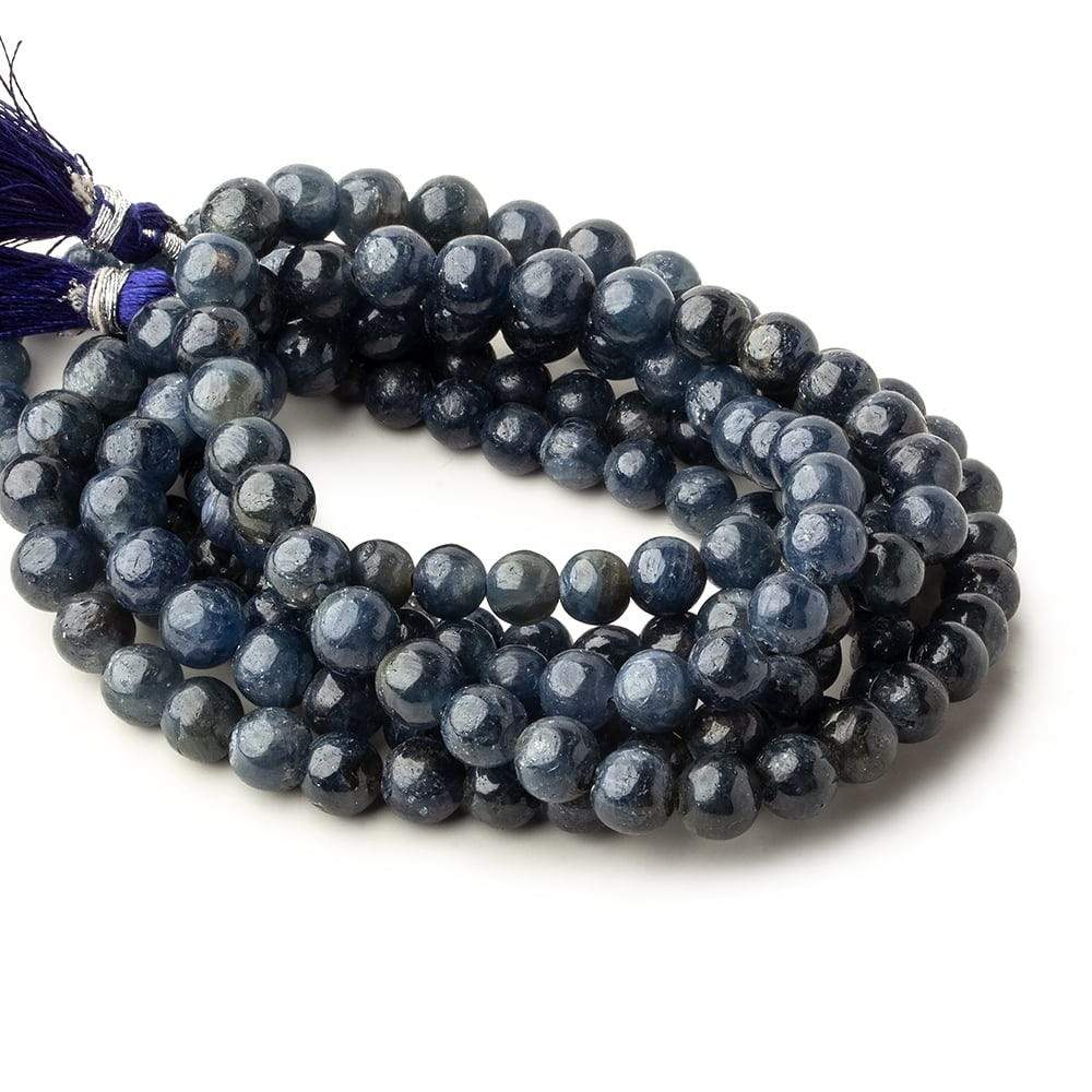 5-8mm Blue Sapphire Plain Round Beads 16 inch 62 pieces 1mm hole - Beadsofcambay.com