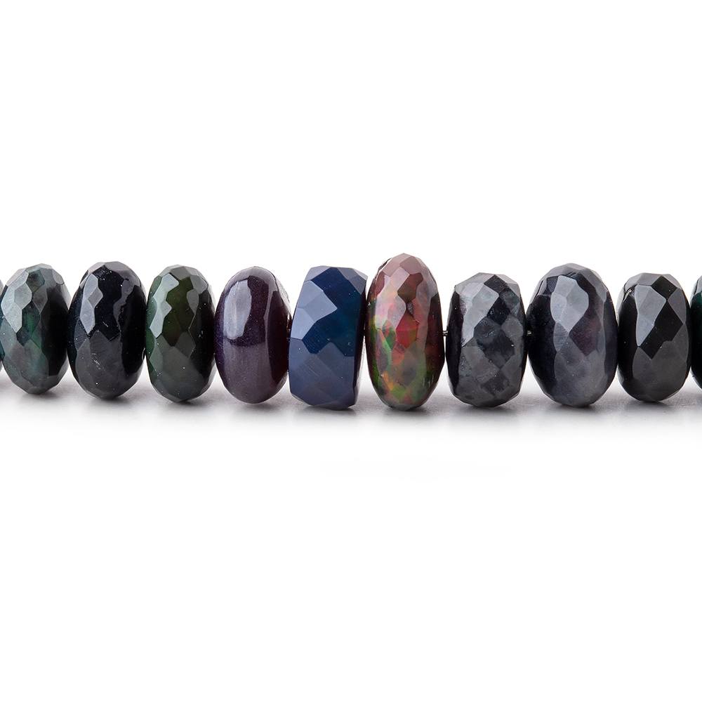 5-8mm Ethiopian Wollo Black Opal faceted rondelles 16 inch 110 pieces AA - Beadsofcambay.com