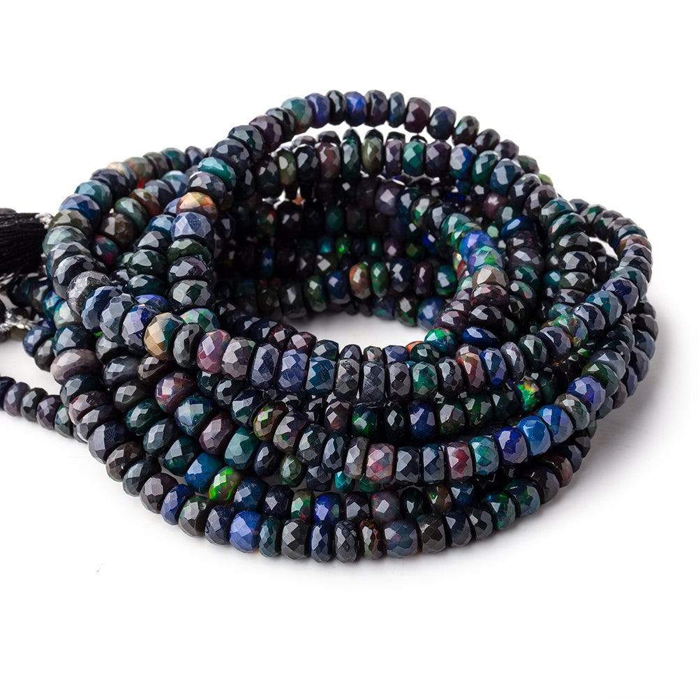 5-8mm Ethiopian Wollo Black Opal faceted rondelles 16 inch 110 pieces AA - Beadsofcambay.com
