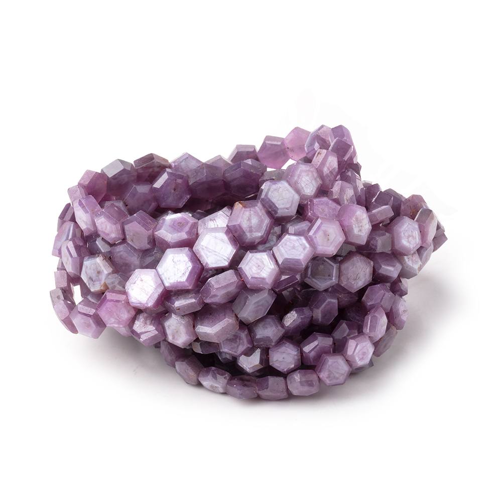 5-8mm Natural Star Ruby Bevel Faceted Hexagonal Beads 17 inch 69 pieces AA - Beadsofcambay.com