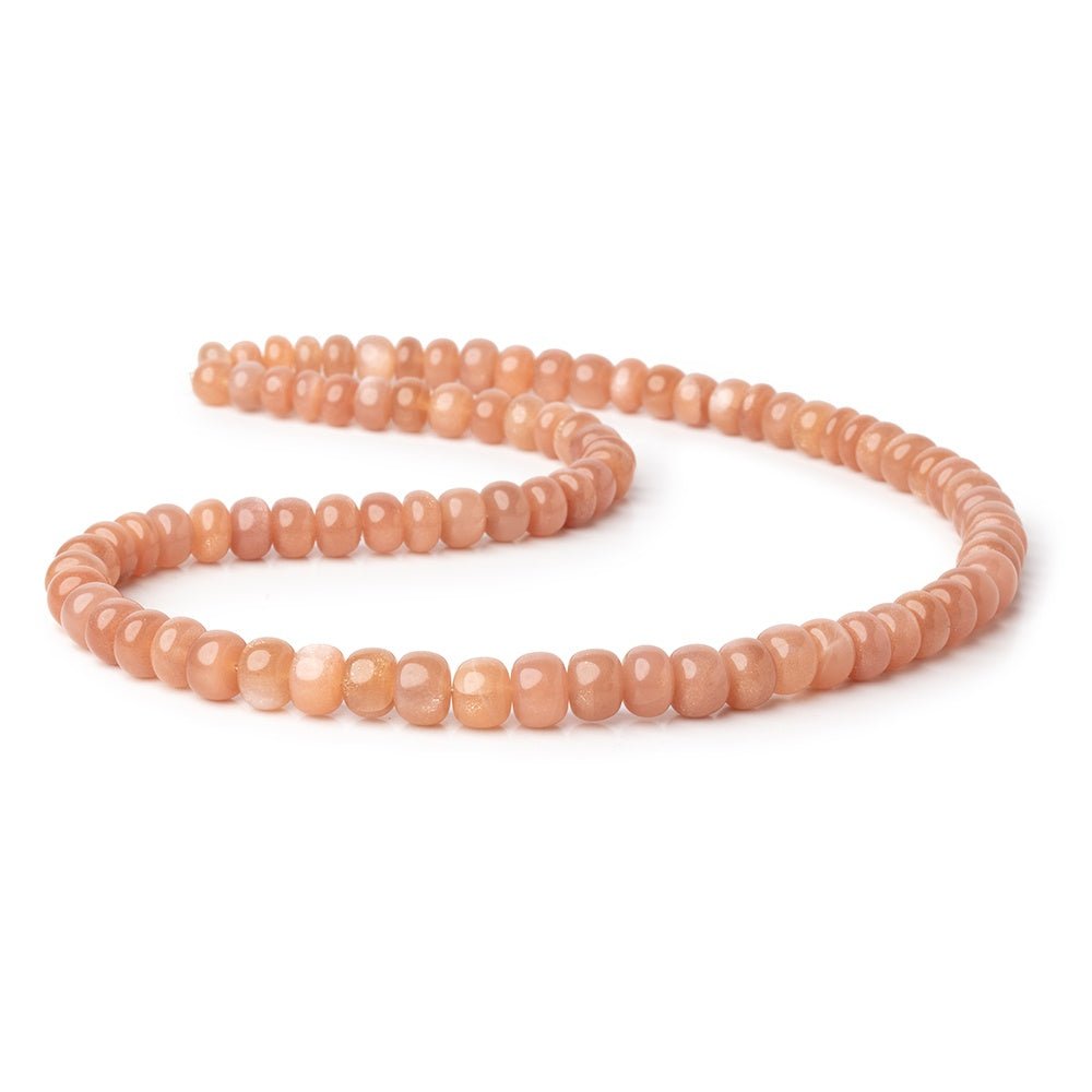 5-8mm Peach Moonstone Plain Rondelle Beads 16 inch 86 pieces - Beadsofcambay.com