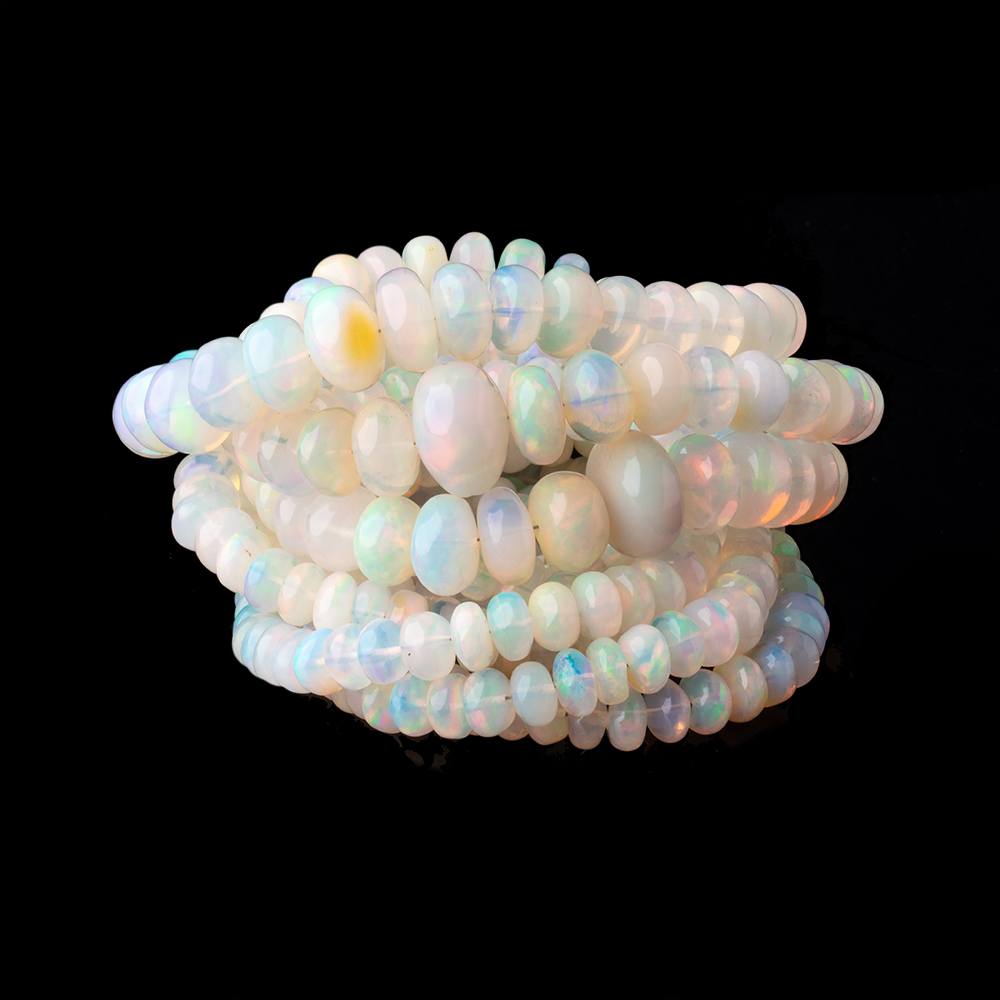 5-9.5mm Ethiopian Opal Plain Rondelle Beads 16 inch 106 pieces AA - Beadsofcambay.com