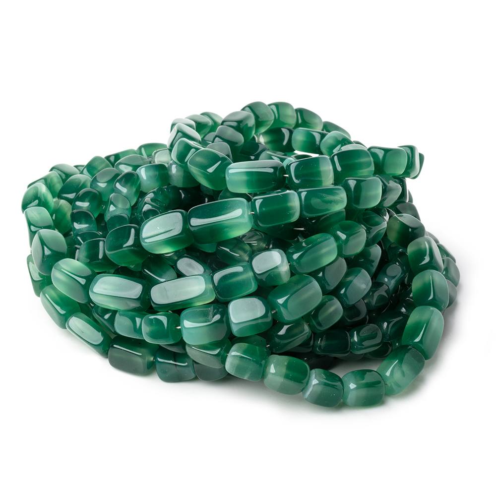 5-9.5mm Natural Bi-Color Green Chalcedony Plain Rectangles 18 inch 60 Beads AA - Beadsofcambay.com