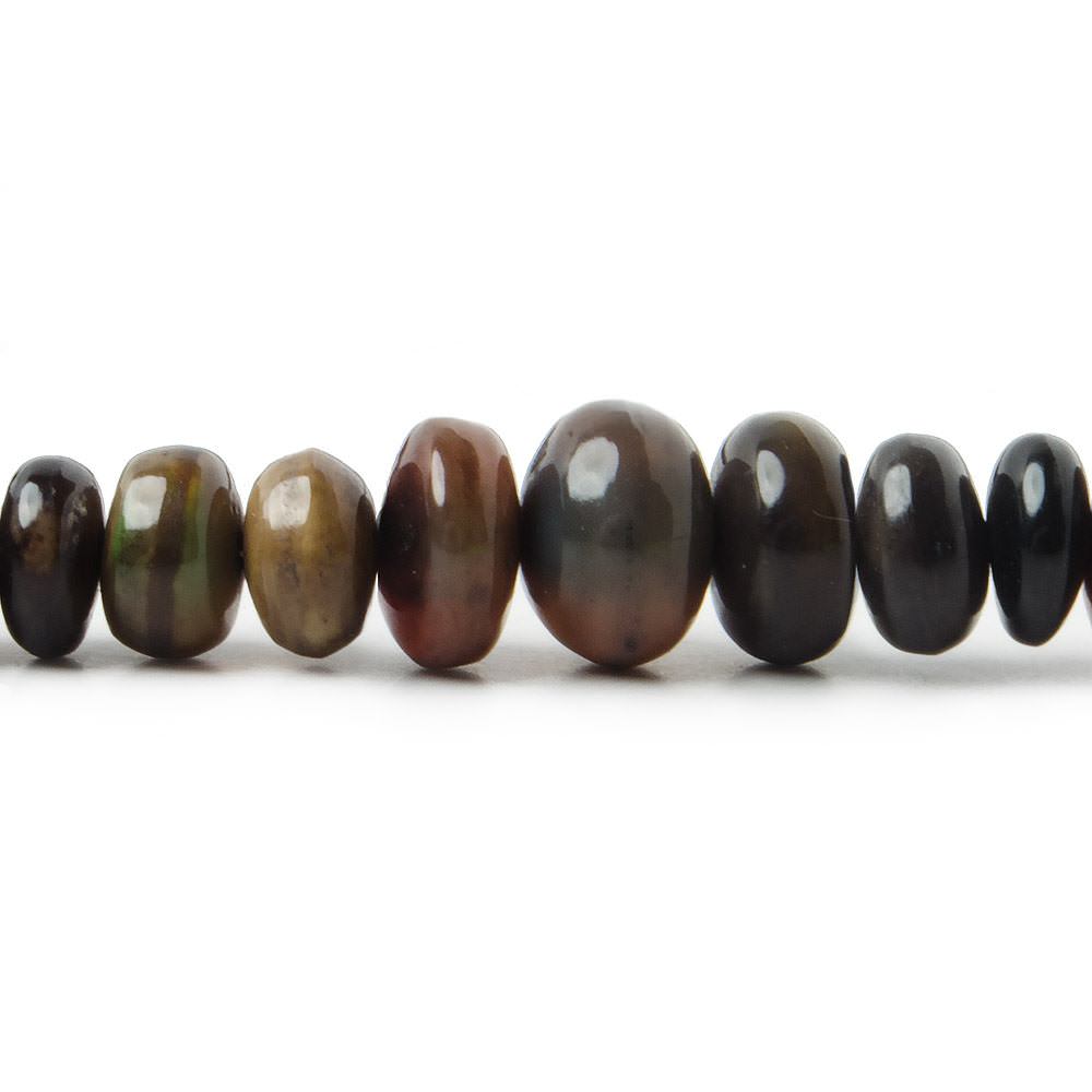 5-9mm Black Ethiopian Opal Plain Rondelle Beads 17.5 inch 130 pieces - Beadsofcambay.com