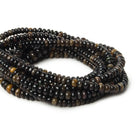 5-9mm Black Ethiopian Opal Plain Rondelle Beads 17.5 inch 130 pieces - Beadsofcambay.com