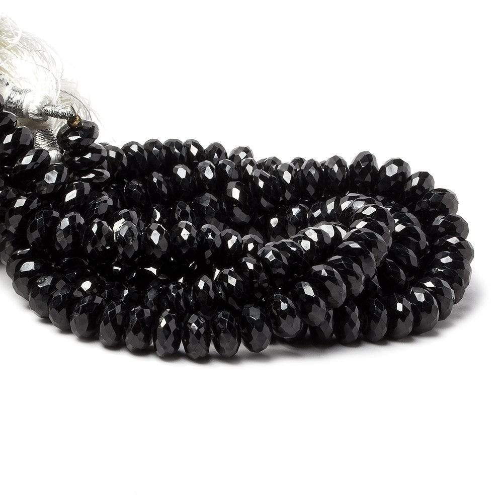 5-9mm Black Spinel Faceted Rondelle Beads 16 inch 108 pieces - Beadsofcambay.com