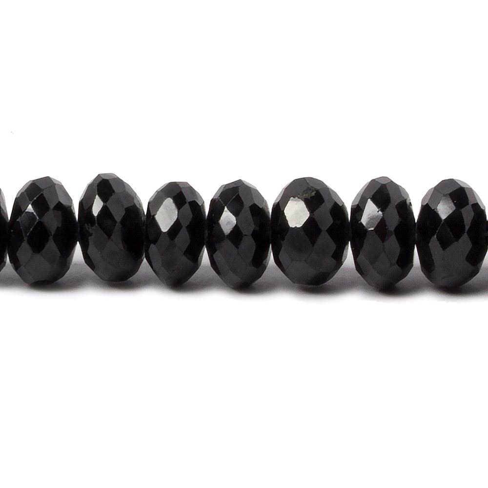 5-9mm Black Spinel Faceted Rondelle Beads 16 inch 108 pieces - Beadsofcambay.com
