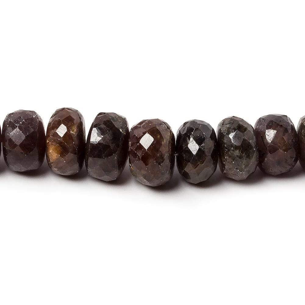 5-9mm Chocolate Brown Sapphire faceted rondelles 18 inch 110 beads - Beadsofcambay.com