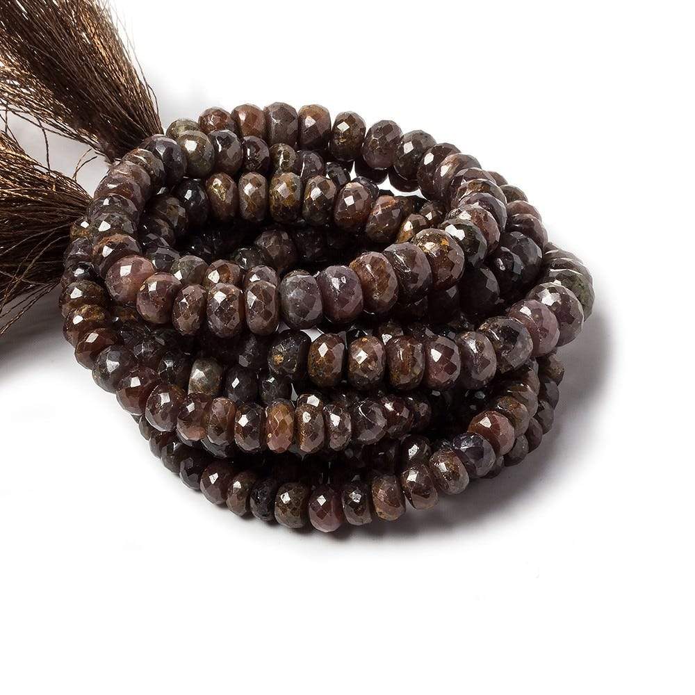 5-9mm Chocolate Brown Sapphire faceted rondelles 18 inch 110 beads - Beadsofcambay.com
