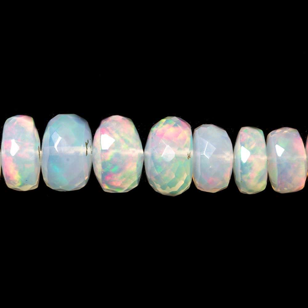 5 - 9mm Colorless Ethiopian Opal Faceted Rondelle Beads 118 pieces AAA Grade - Beadsofcambay.com
