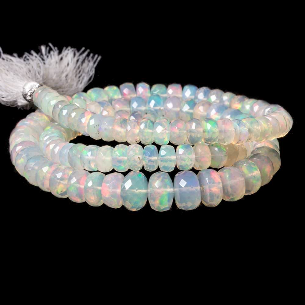 5 - 9mm Colorless Ethiopian Opal Faceted Rondelle Beads 118 pieces AAA Grade - Beadsofcambay.com