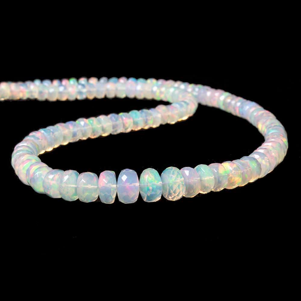 5 - 9mm Colorless Ethiopian Opal Faceted Rondelle Beads 118 pieces AAA Grade - Beadsofcambay.com