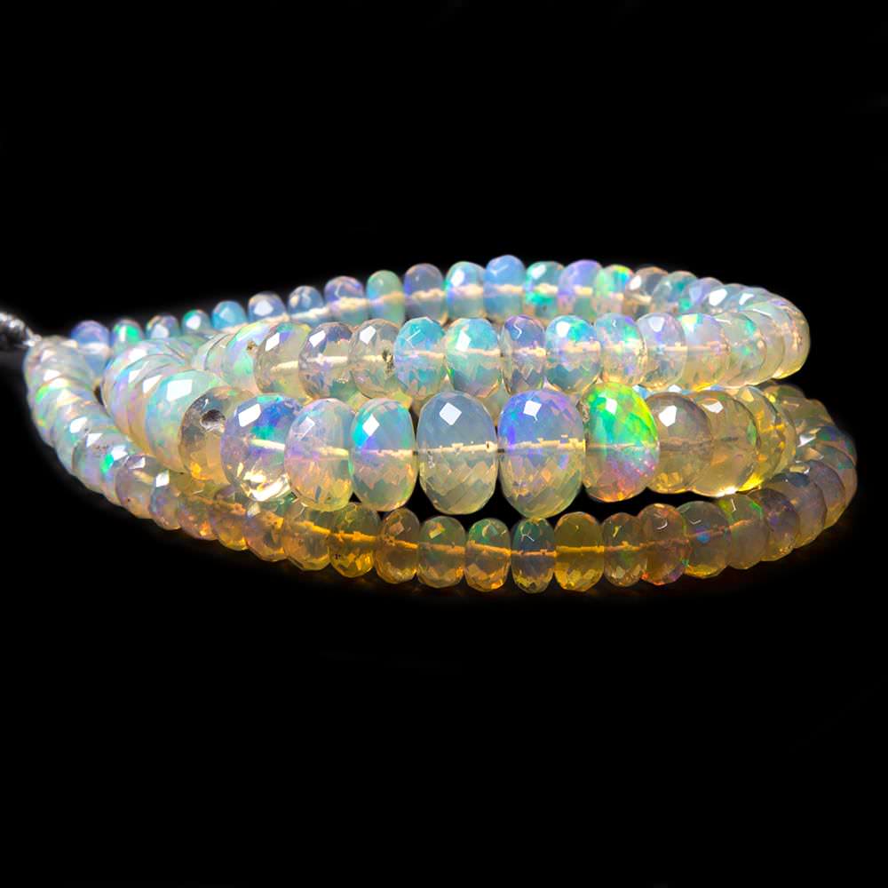 5-9mm Ethiopian Opal faceted rondelle beads 16 inch 119 pieces AAA - Beadsofcambay.com