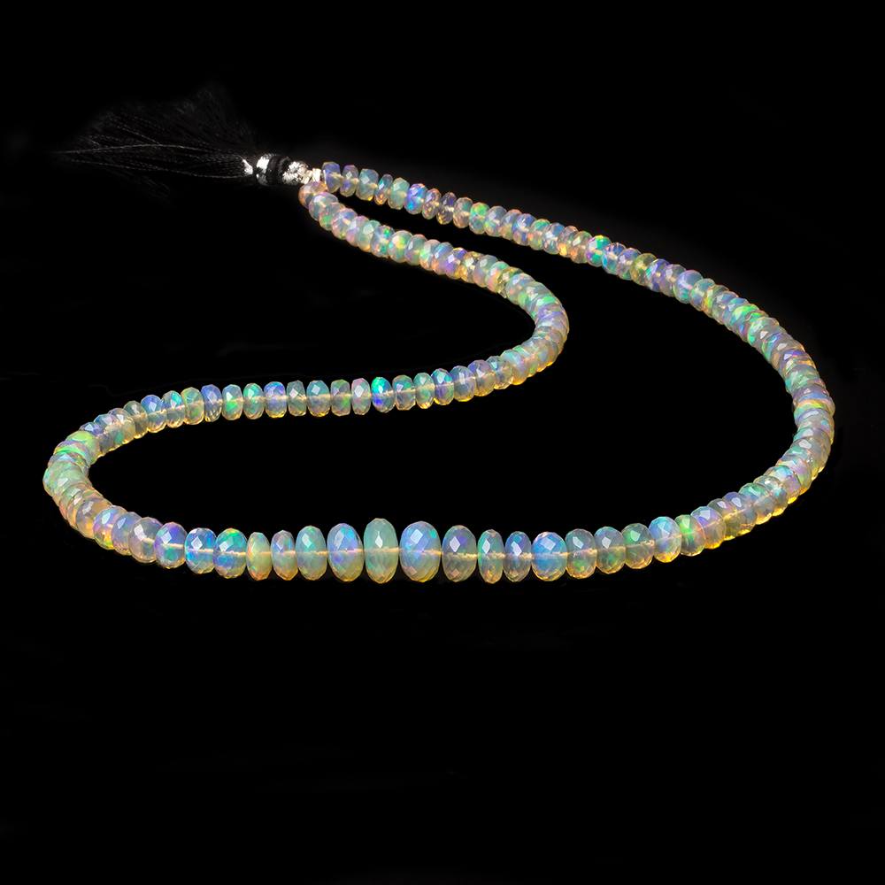 5-9mm Golden Ethiopian Opal faceted rondelle beads 16 inch 132 pieces - Beadsofcambay.com