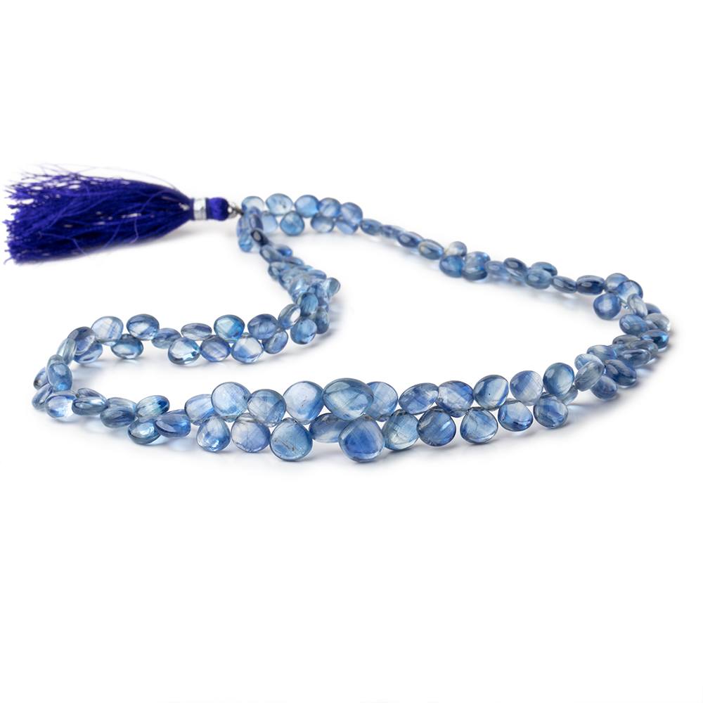5-9mm Kyanite Plain Heart Beads 15 inch 116 pieces AA - Beadsofcambay.com