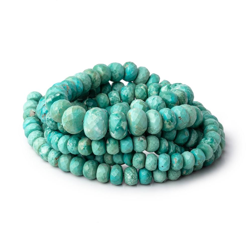 5-9mm Mongolian Turquoise faceted rondelle beads 18 inch 90 pieces AA - Beadsofcambay.com