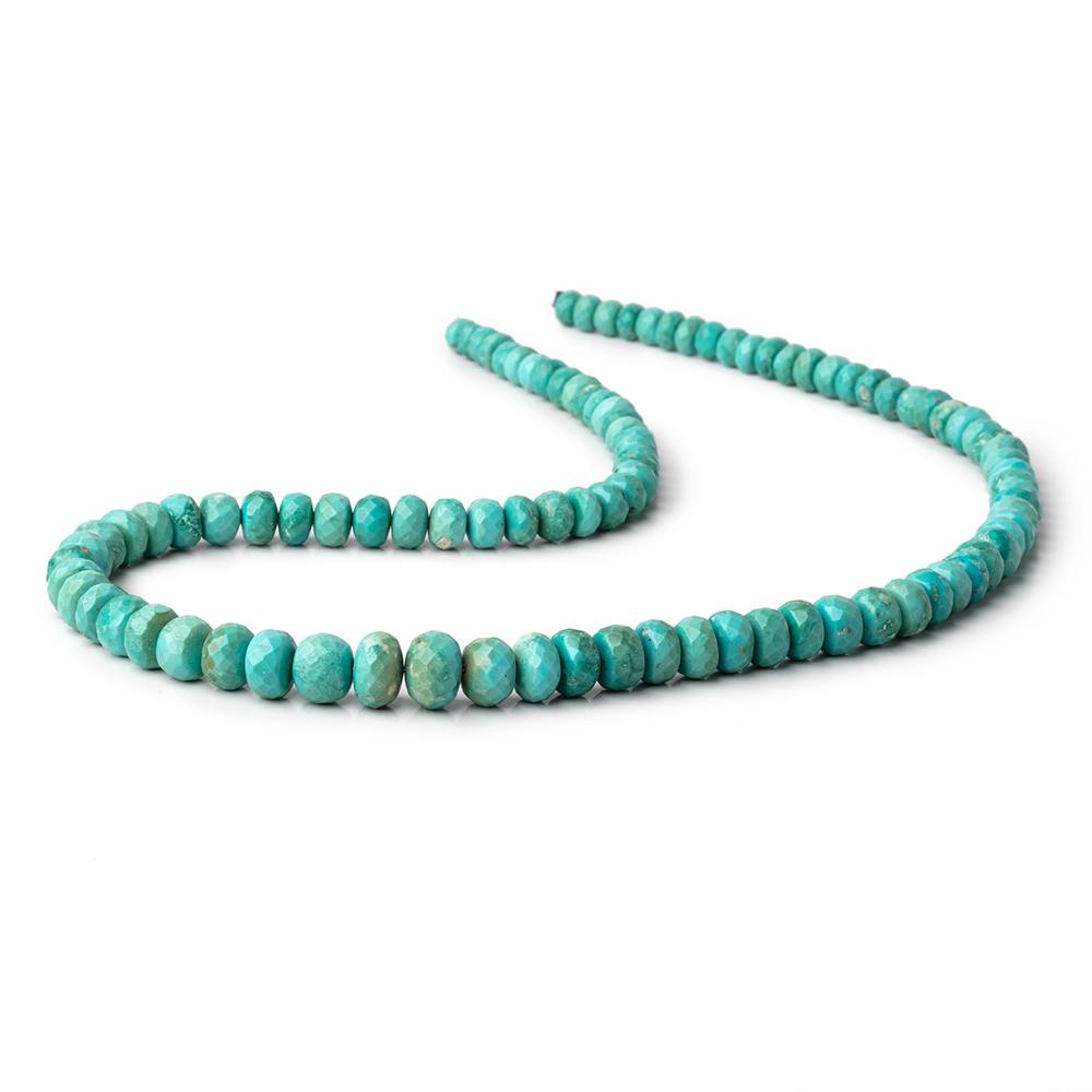 5-9mm Mongolian Turquoise faceted rondelle beads 18 inch 90 pieces AA - Beadsofcambay.com