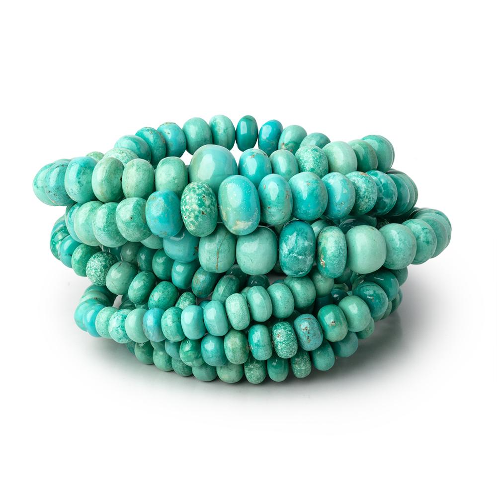 5-9mm Mongolian Turquoise plain rondelle beads 18 inch 100 pieces AA - Beadsofcambay.com