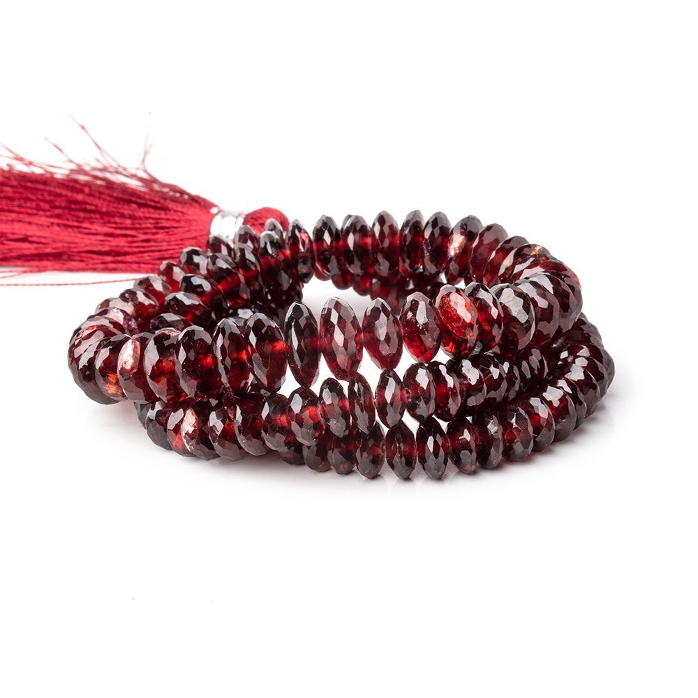 5-9mm Mozambique Garnet German Faceted Rondelle Beads 16 inch 133 pieces AA - Beadsofcambay.com