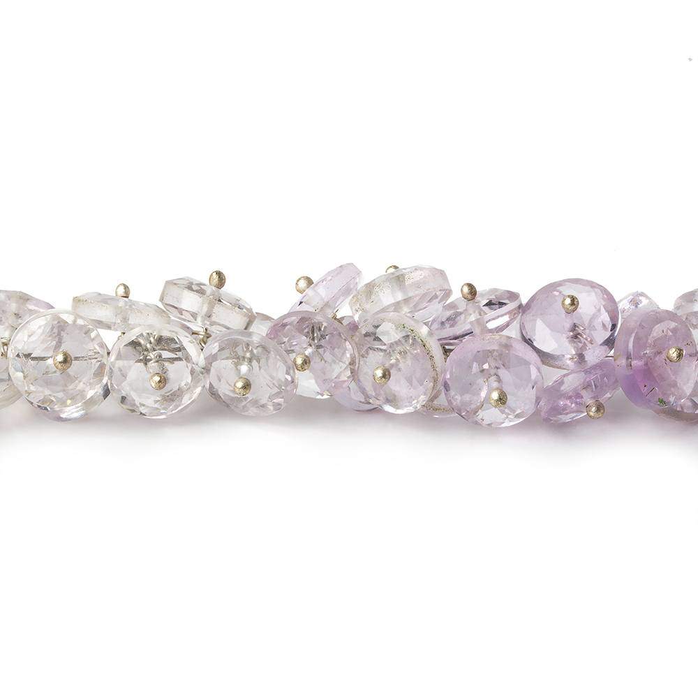 5-9mm Pink Amethyst & Crystal Quartz faceted rondelles on headpins 8 inch - Beadsofcambay.com