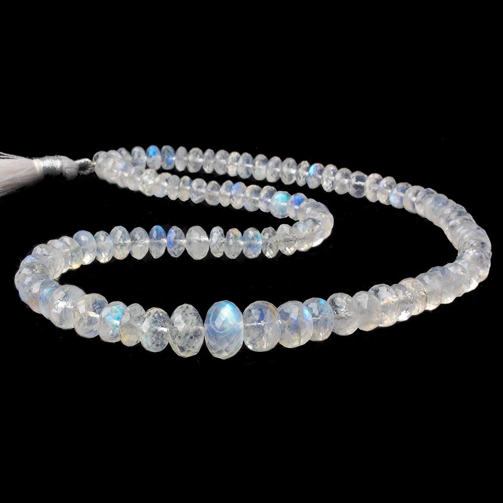 5.5-9.5mm Rainbow Moonstone Faceted Rondelle Beads 18 inch 116 pieces - Beadsofcambay.com