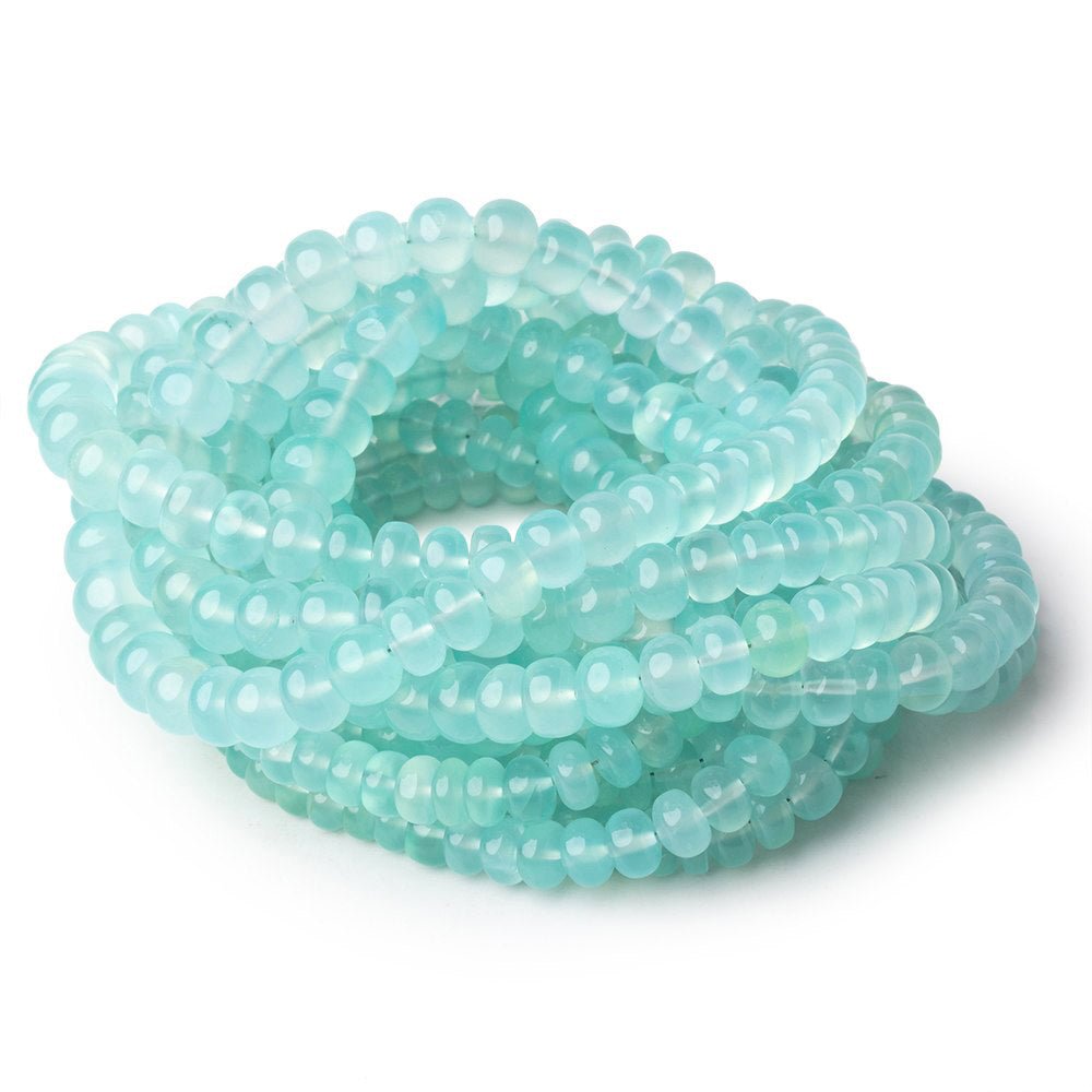 5-9mm Seafoam Blue Chalcedony Plain Rondelle Beads 16 inch 93 pieces - Beadsofcambay.com