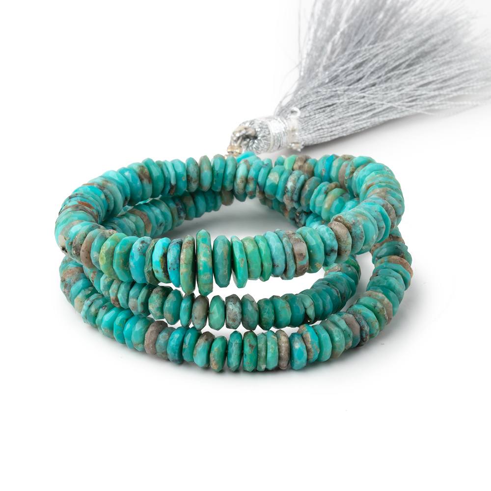 5-9mm Sleeping Beauty Turquoise Faceted Heshi Beads 16 inch 240 pieces AA - Beadsofcambay.com