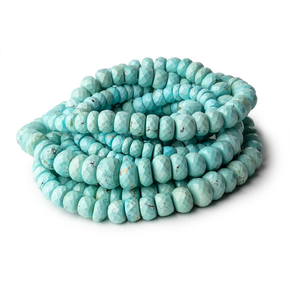 5-9mm Turquoise Faceted Rondelle beads 16 inch 109 pieces - Beadsofcambay.com