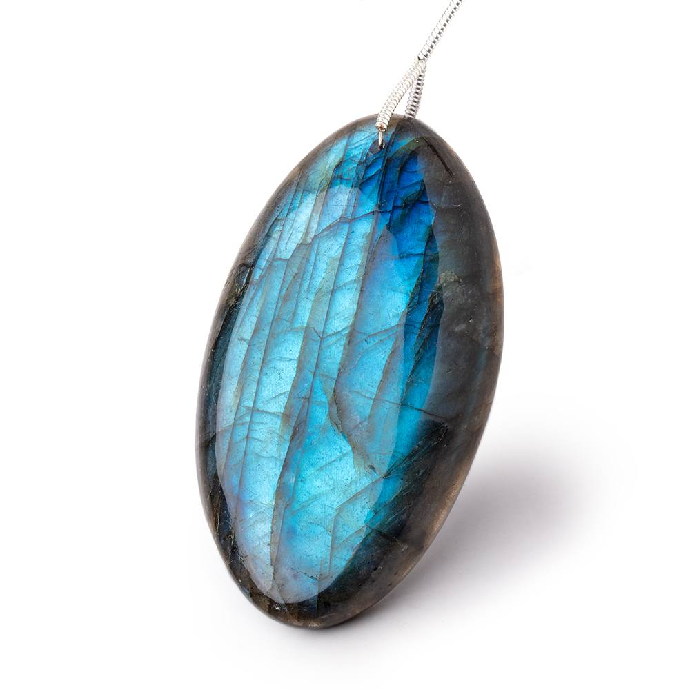 50x28x9mm Labradorite Plain Oval Pendant 1 AAA Focal - Beadsofcambay.com