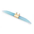 50x5mm Vermeil Bezel Seafoam Chalcedony Horn Connector 1 Focal piece - Beadsofcambay.com