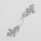 51x11mm Antiqued Sterling Silver Hook & Eye Clasp Oak Leaves 1 piece - Beadsofcambay.com
