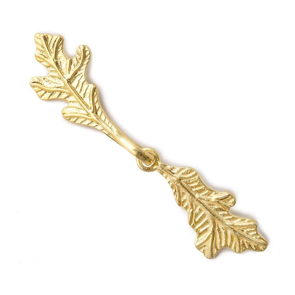 51x11mm Vermeil Hook Clasp Oak Leaves Design 1 piece - Beadsofcambay.com