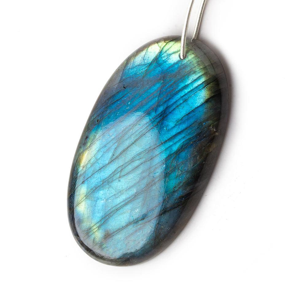 52x30x8mm Neon Blue Labradorite plain oval focal bead 1 piece AAA - Beadsofcambay.com