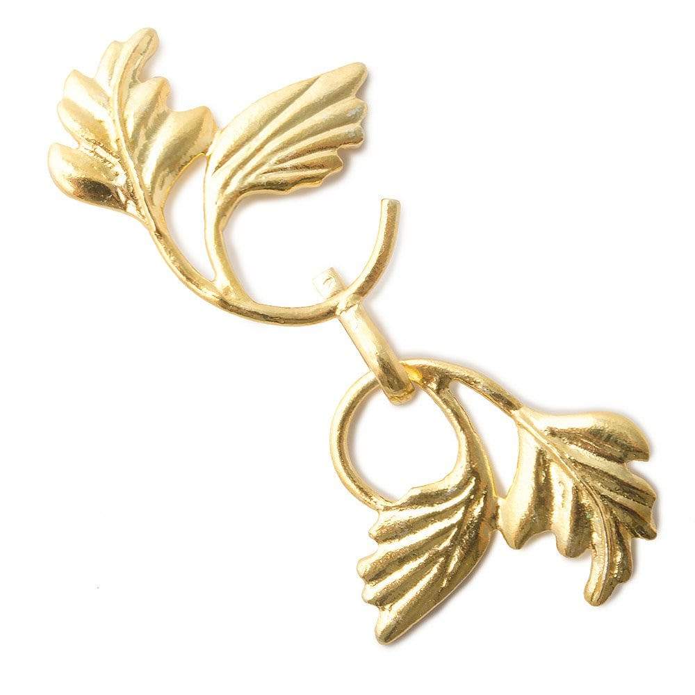 53x25mm Eye Vermeil Hook Clasp Icanthus Leaves Design 1 piece - Beadsofcambay.com