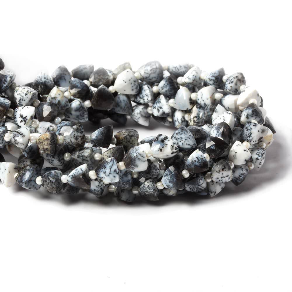 5.3x5-6.3x6mm Dendritic Opal Straight Drilled Faceted Trillion 7 inch 24 beads - Beadsofcambay.com