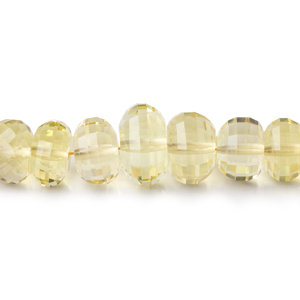 5.5-10mm Lemon Quartz Checkerboard Faceted Rondelles 16 inch 81 Beads AA - Beadsofcambay.com