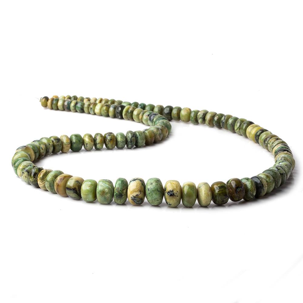 5.5-11mm Green Opal plain rondelle beads 18 inch 90 pieces - Beadsofcambay.com