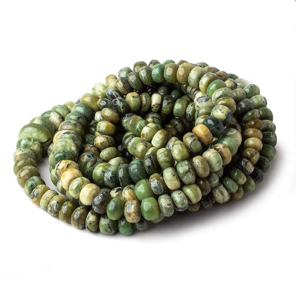 5.5-11mm Green Opal plain rondelle beads 18 inch 90 pieces - Beadsofcambay.com