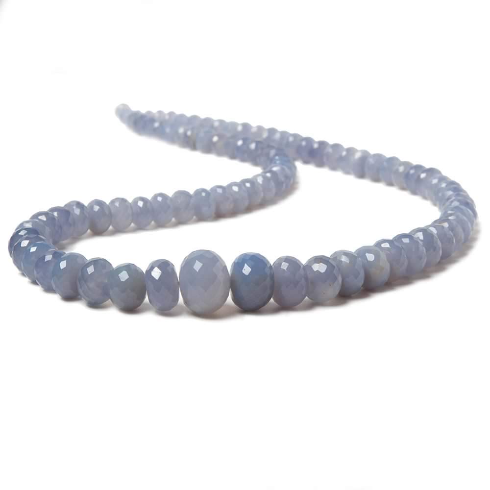 5.5-14mm Natural Blue Chalcedony faceted rondelles 19 inch 68 beads - Beadsofcambay.com