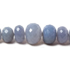 5.5-14mm Natural Blue Chalcedony faceted rondelles 19 inch 68 beads - Beadsofcambay.com