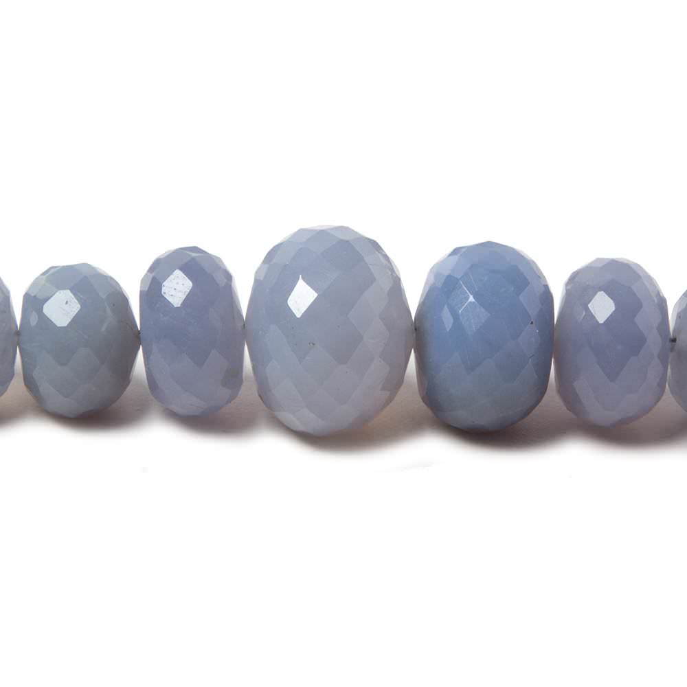 5.5-14mm Natural Blue Chalcedony faceted rondelles 19 inch 68 beads - Beadsofcambay.com