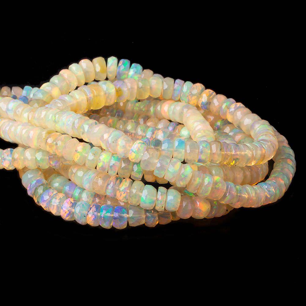 5.5-7mm Golden Ethiopian Opal Faceted Rondelles 18 inch 140 beads AAA - Beadsofcambay.com